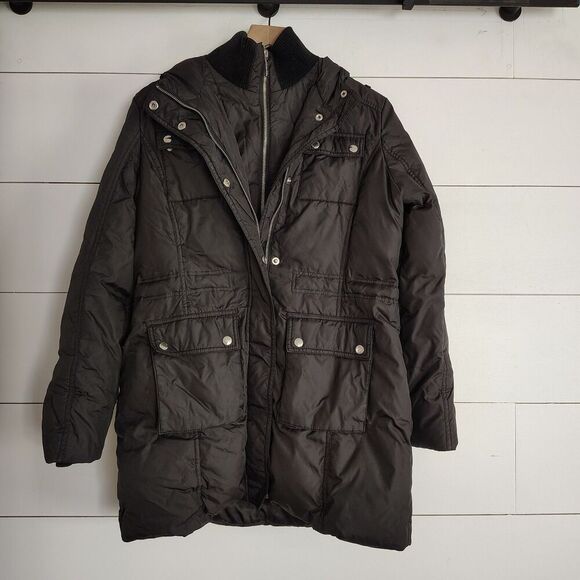 Michael Kors Jackets & Blazers - Michael Kors Women’s Black Hooded Puffer Coat Quilted Zip Snap Jacket Size Small
